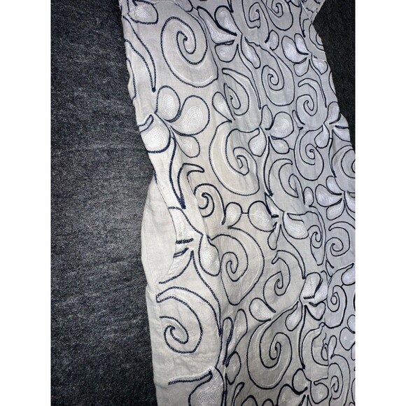 Lina Tomei Women's Floral Embroidered Cap Sleeve Shift Mini Dress Beige Small - Picture 3 of 9